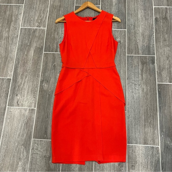BCBGMaxAzria Poppy Red Ida Peplum Sleeveless Sheath Dress. Size 6. - Picture 3 of 10